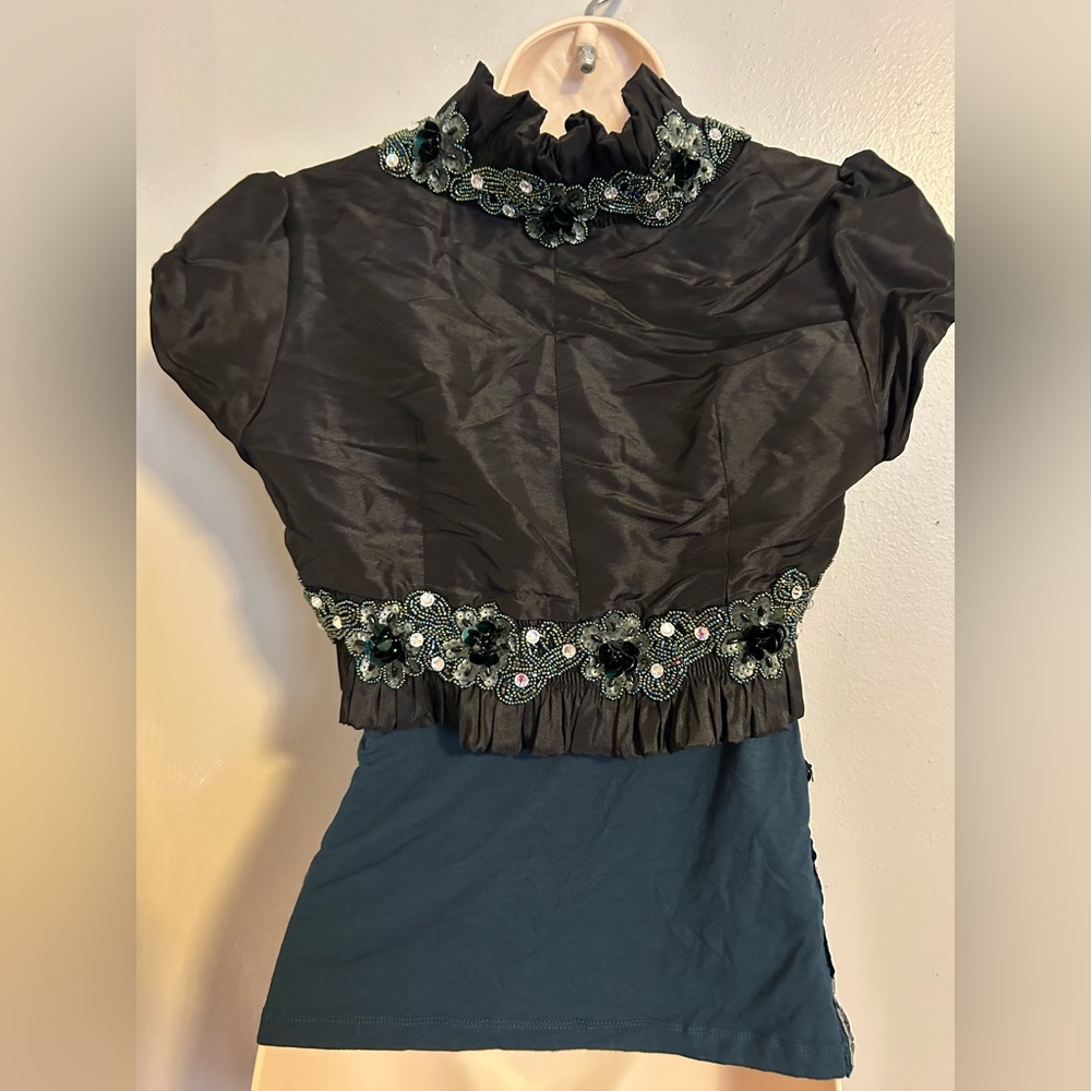 Custom Unique Sequin Performance Dance Top Xs - image 4